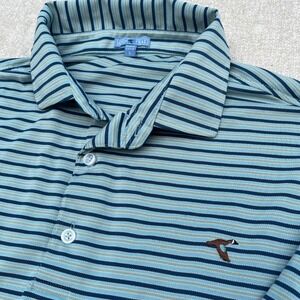 GenTeal Mens Large Blue Striped Performance Short Sleeve Golf Polo Shirt